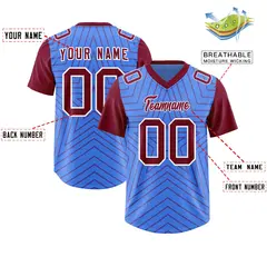 Powder Blue Cardinal Star Pattern Raglan Sleeves Football Jersey 2