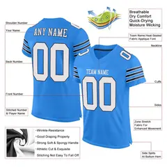 Powder Blue Classic Style Mesh Authentic Football Jersey 2
