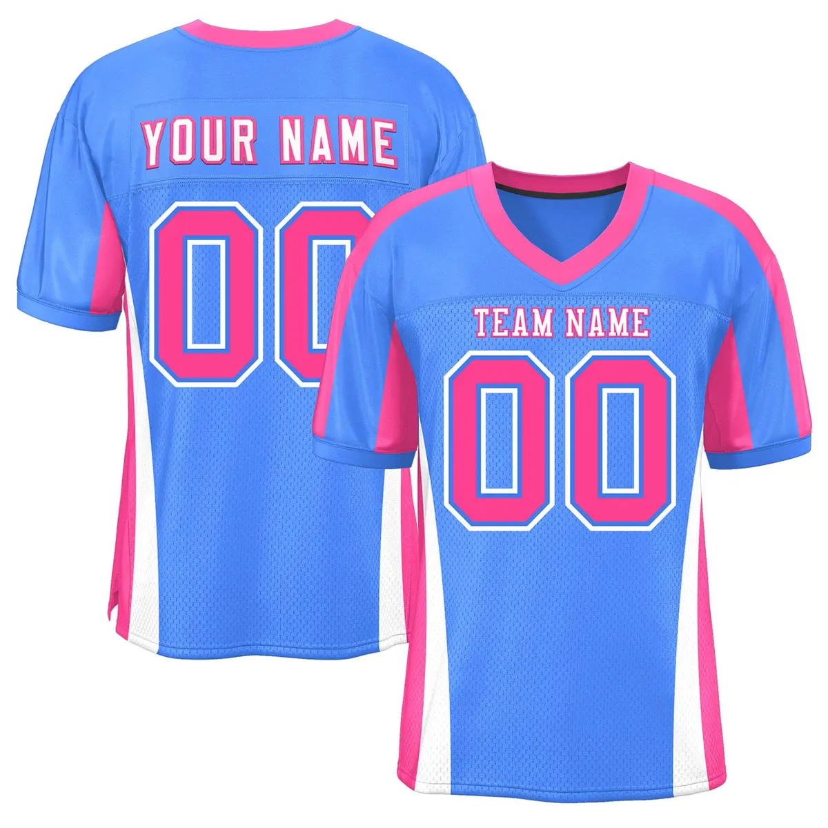 Powder Blue Color Block Mesh Authentic Football Jersey