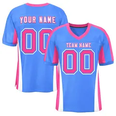 Powder Blue Color Block Mesh Authentic Football Jersey