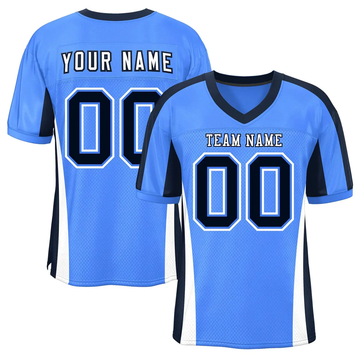 Powder Blue Color Block Mesh Authentic Football Jersey