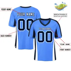 Powder Blue Color Block Mesh Authentic Football Jersey 2