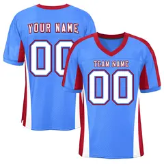 Powder Blue Color Block Mesh Authentic Football Jersey