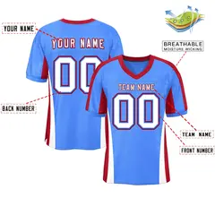 Powder Blue Color Block Mesh Authentic Football Jersey 2