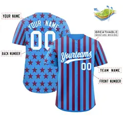 Powder Blue Crimson American Flag Graffiti Baseball Jersey 2