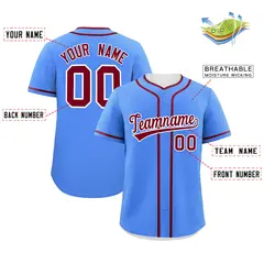 Powder Blue Crimson Classic Authentic Baseball Jersey 2