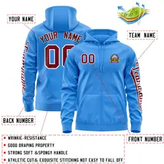 Powder Blue Crimson Full-Zip Varsity Letterman Jacket Hoodie 4