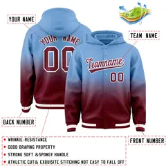 Powder Blue Crimson Gradient Letterman Varsity Jacket Hoodie 4