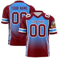 Powder Blue Crimson Gradient Side Pattern Football Jersey