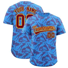 Powder Blue Crimson Graffiti Pattern Baseball Jersey 1