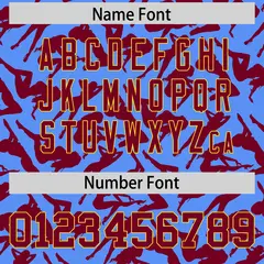 Powder Blue Crimson Graffiti Pattern Baseball Jersey 4