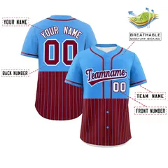 Powder Blue Crimson Half Stripe Authentic Baseball Jersey 2