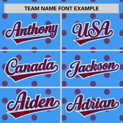 Powder Blue Crimson Polka Dot Graffiti Baseball Jersey 3