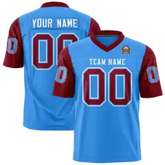 Powder Blue Crimson Raglan Sleeves Authentic Football Jersey 1