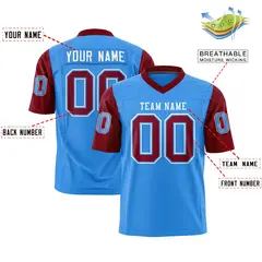 Powder Blue Crimson Raglan Sleeves Authentic Football Jersey 2