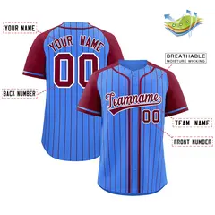 Powder Blue Crimson Stripe Raglan Baseball Jersey 2