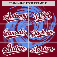 Powder Blue Crimson Swirl Graffiti Baseball Jersey 3
