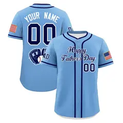 Powder Blue Dark Blue White Father's Day Baseball Jersey