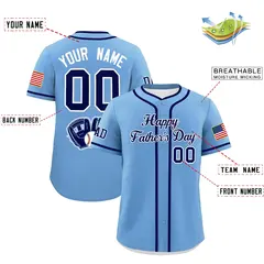 Powder Blue Dark Blue White Father's Day Baseball Jersey 2