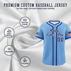 Powder Blue Dark Blue White Father's Day Baseball Jersey 3