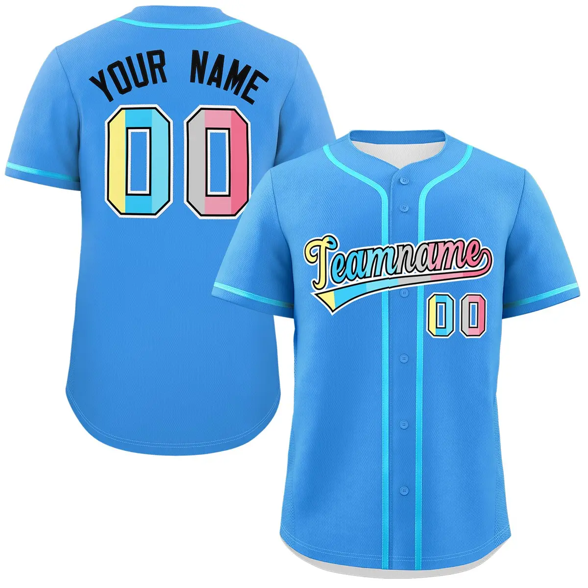 Powder Blue Genderflux Pride Month Classic Baseball Jersey