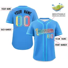 Powder Blue Genderflux Pride Month Classic Baseball Jersey 2