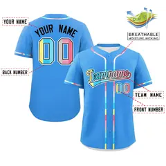 Powder Blue Genderflux Pride Month Classic Baseball Jersey 2