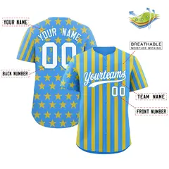 Powder Blue Gold American Flag Graffiti Baseball Jersey 2