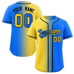 Powder Blue Gold-Black Gradient Baseball Jersey 1