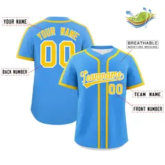 Powder Blue Gold Classic Authentic Baseball Jersey 2