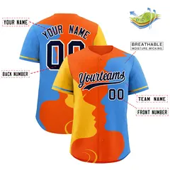 Powder Blue Gold Couple Silhouettes Valentine's Baseball Jersey 3