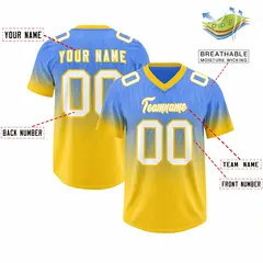 Powder Blue Gold Gradient Outdoor Authentic Football Jersey 2