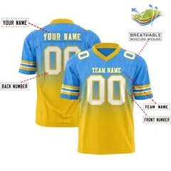 Powder Blue Gold Gradient Outdoor Flag Football Jersey 2
