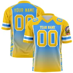 Powder Blue Gold Gradient Side Pattern Football Jersey 1