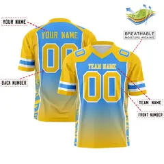 Powder Blue Gold Gradient Side Pattern Football Jersey 2