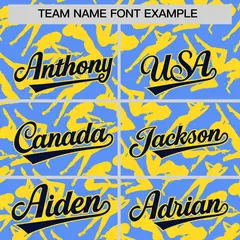 Powder Blue Gold Graffiti Pattern Baseball Jersey 3