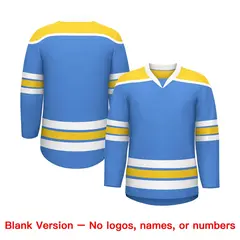 Powder Blue Gold Ice Cream Helmet Pattern Hockey Jersey 7
