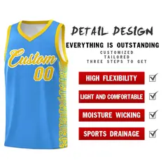 Powder Blue Gold Indians Pattern Basketball Uniform Jersey 2