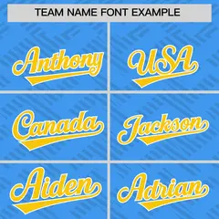 Powder Blue Gold L Pattern Raglan Letterman Baseball Jacket 3