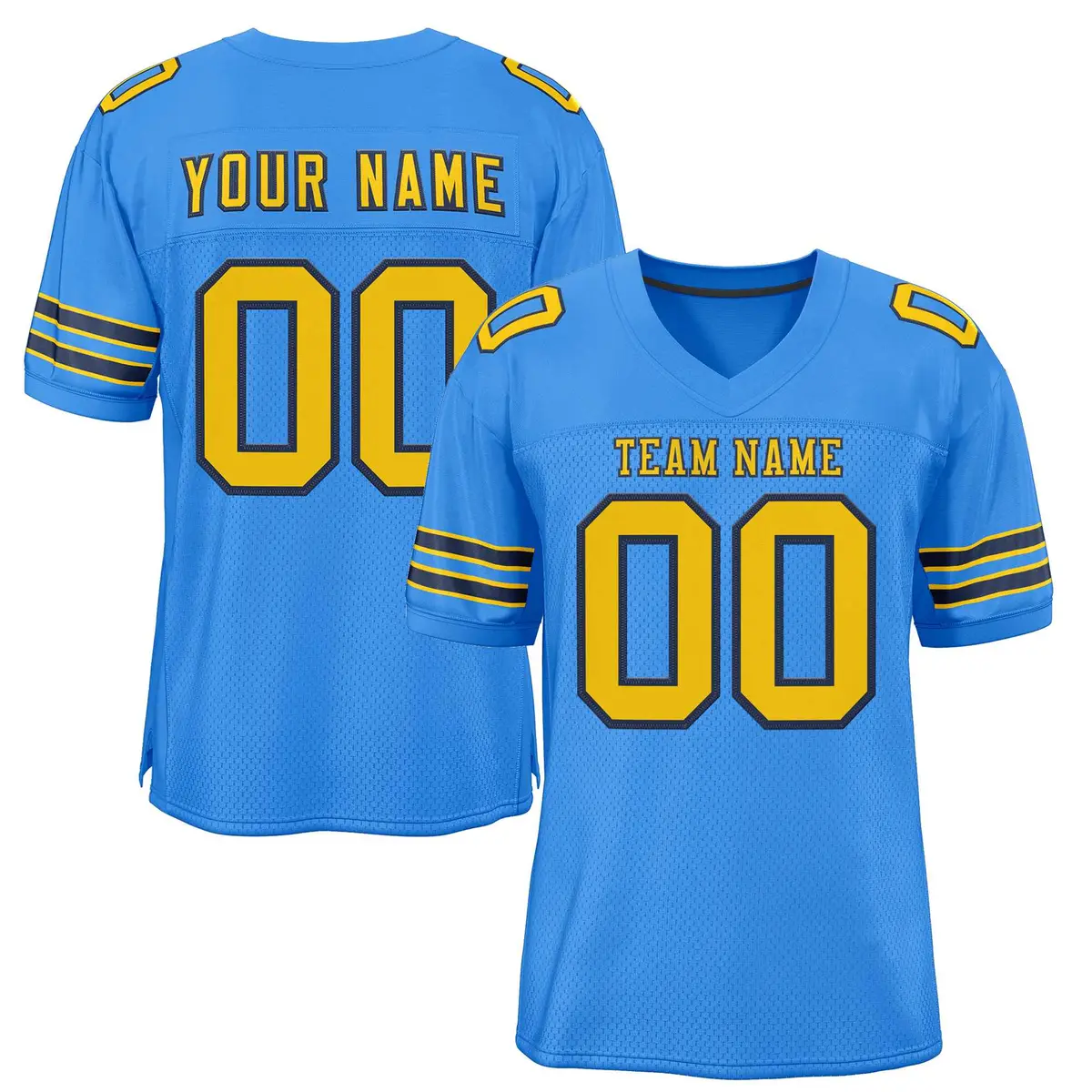 Powder Blue Gold-Navy Classic Authentic Football Jersey