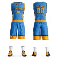 Powder Blue Gold Navy Graffiti Lightning Basketball Jersey 1
