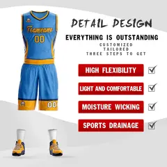 Powder Blue Gold Navy Graffiti Lightning Basketball Jersey 2
