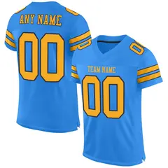 Powder Blue Gold-Navy Mesh Football Jersey 1
