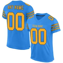 Powder Blue Gold-Navy Mesh Football Jersey 1