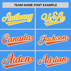 Powder Blue Gold-Orange Gradient Side Baseball Jersey 3