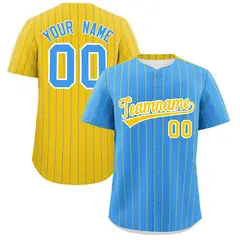 Powder Blue Gold Pinstripe Two-Tone Baseball Jersey 1
