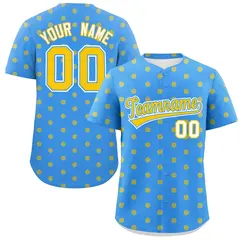 Powder Blue Gold Polka Dot Graffiti Baseball Jersey 1