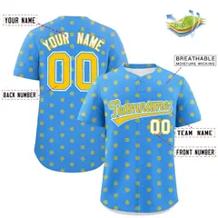 Powder Blue Gold Polka Dot Graffiti Baseball Jersey 2