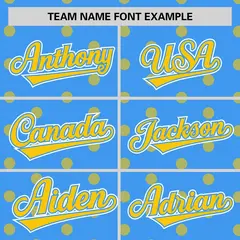 Powder Blue Gold Polka Dot Graffiti Baseball Jersey 3