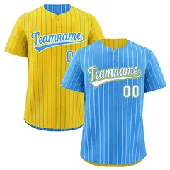 Powder Blue Gold Reversible Stripe Baseball Jersey